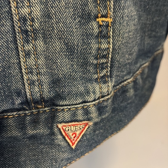 Guess women’s distressed / rip denim jean button up jacket / pockets casual  Med - Picture 4 of 16